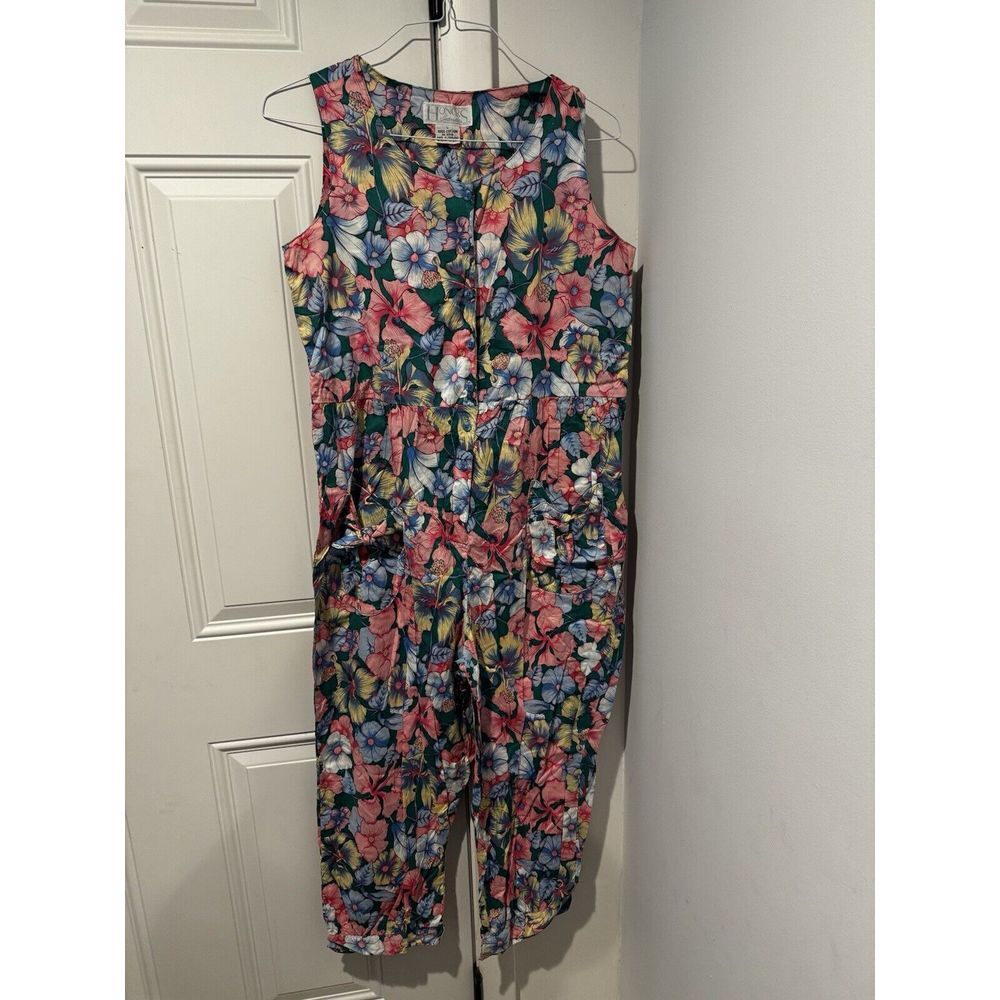 Vintage‎ Honors Intimates Women's Romper Jumpsuit Balloon Pants Floral Flowers L